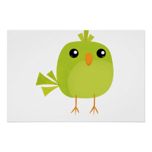 Póster Desenho de Pássaro Verde  