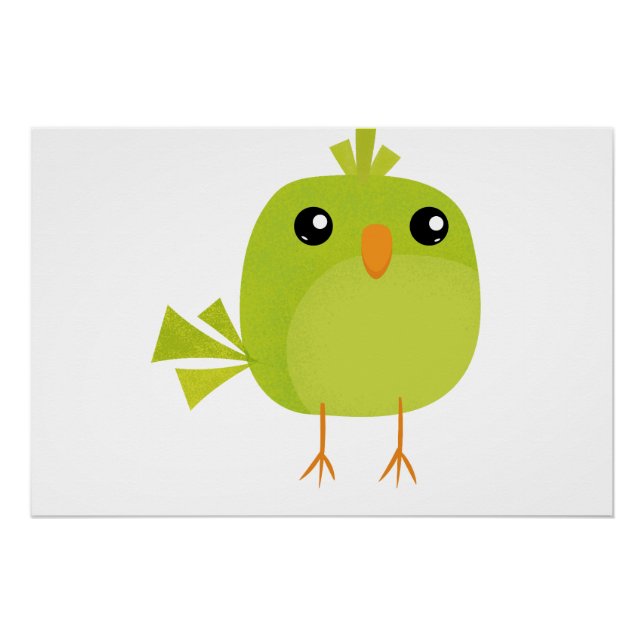 Póster Desenho de Pássaro Verde   (Frente)