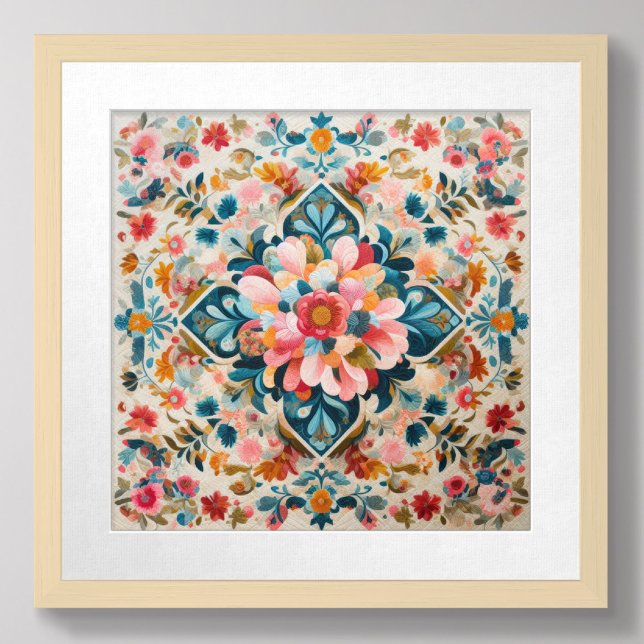 Poster Desenho de Pastel de um Bloco de Padrão Floral (Criador carregado)