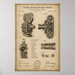 Poster Desenho de Patente de Câmera Antiga