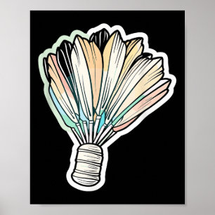 Poster Desenho de Peteca de Badminton Jogador de Badminto