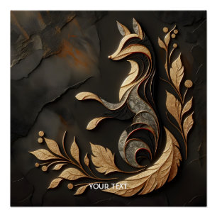 Póster Desenho de Raposa Elegante Fantasia