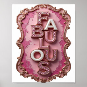 Poster Desenho de slogan FABULOSO em Ouro Vibrante