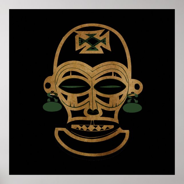 Poster Desenho de tatuagem facial tribal africana abstrat (Frente)