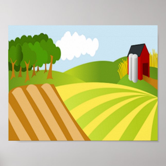 Poster desenho de terras agrícolas (Frente)