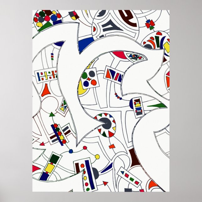 Póster Desenho de tinta Abstrato grande (Frente)