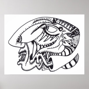 Poster Desenho de tinta de três aspectos