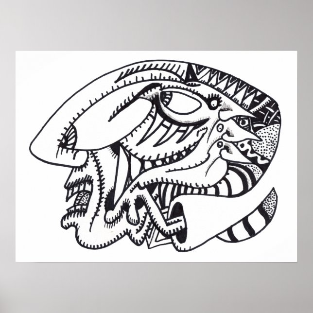 Poster Desenho de tinta de três aspectos (Frente)