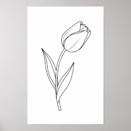 Poster Desenho de Tulipa Minimalista em Linha