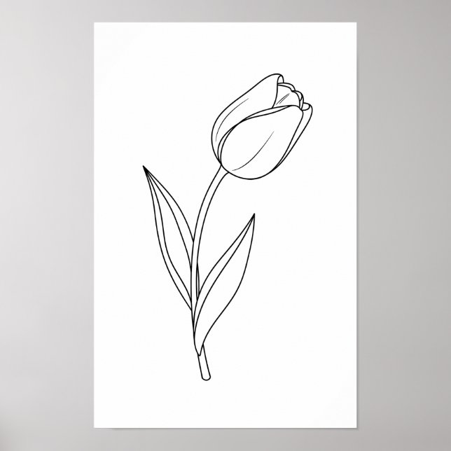 Poster Desenho de Tulipa Minimalista em Linha (Frente)