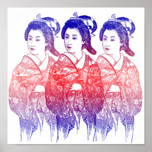 Poster Desenho De Uma Senhora Kimono