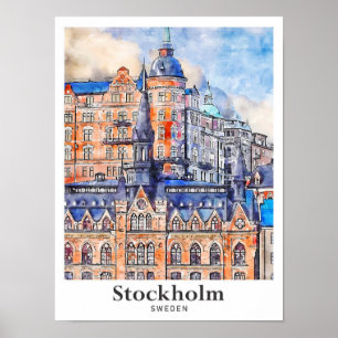 Poster Desenho de Viagem d'água de Estocolmo