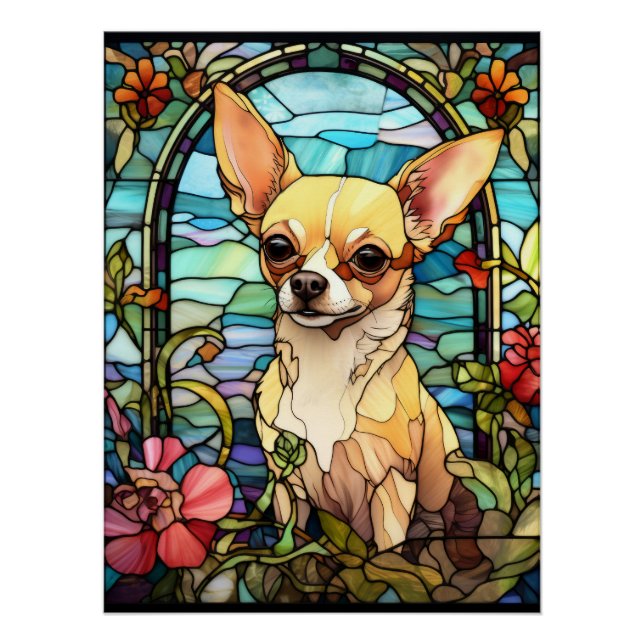 Póster Desenho de vitral de Chihuahua (Frente)