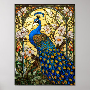 Poster Desenho de Vitral de Pavão