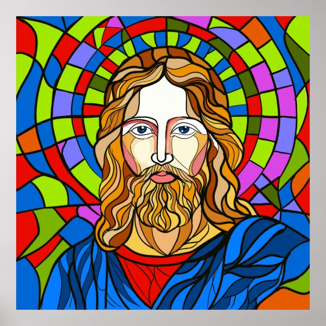 Poster desenho de vitral sagrado procreate desenho à mão  (Frente)
