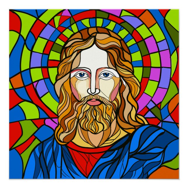 Póster desenho de vitral sagrado procreate desenho à mão  (Frente)