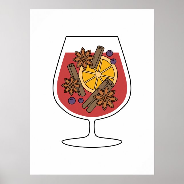 Poster Desenho de xmas de vinho tinto (Frente)