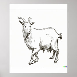 Poster desenho desenhado à mão de ovelhas na arte Estilo 