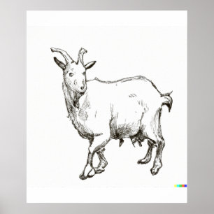 Poster desenho desenhado à mão de ovelhas na arte Estilo 