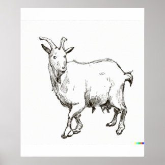 Poster desenho desenhado à mão de ovelhas na arte Estilo 