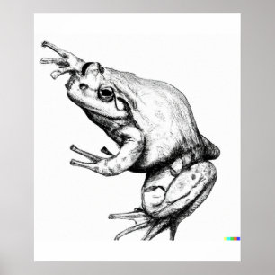 Poster Desenho desenhado à mão do sapo na arte ukiyo-e