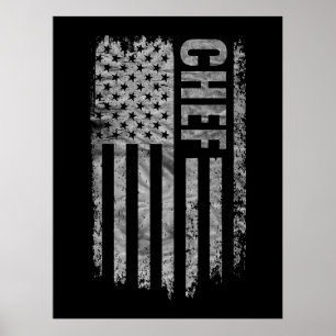 Poster Desenho desgastado da bandeira dos EUA para Chef