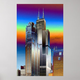 Poster Desenho digital do Willis/Sears Tower de Chicago