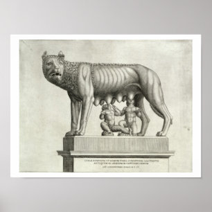 Póster Desenho do bronze de Etruscan do suc do ela-lobo