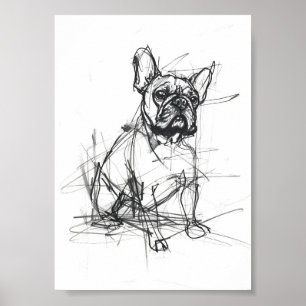Poster Desenho do Bulldog Francês abstrato