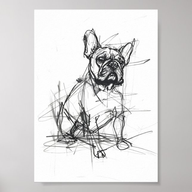 Poster Desenho do Bulldog Francês abstrato (Frente)