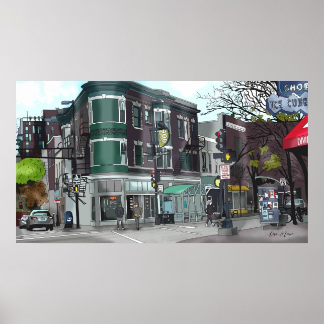 Poster Desenho do Centro Madison, Wisconsin (Frente)