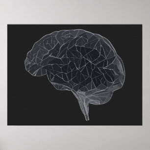 Poster Desenho do Cérebro Poligonal - Rede Neural