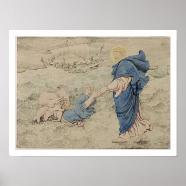 Poster Desenho do Cristo que caminha sobre a água (c/c no (Frente)