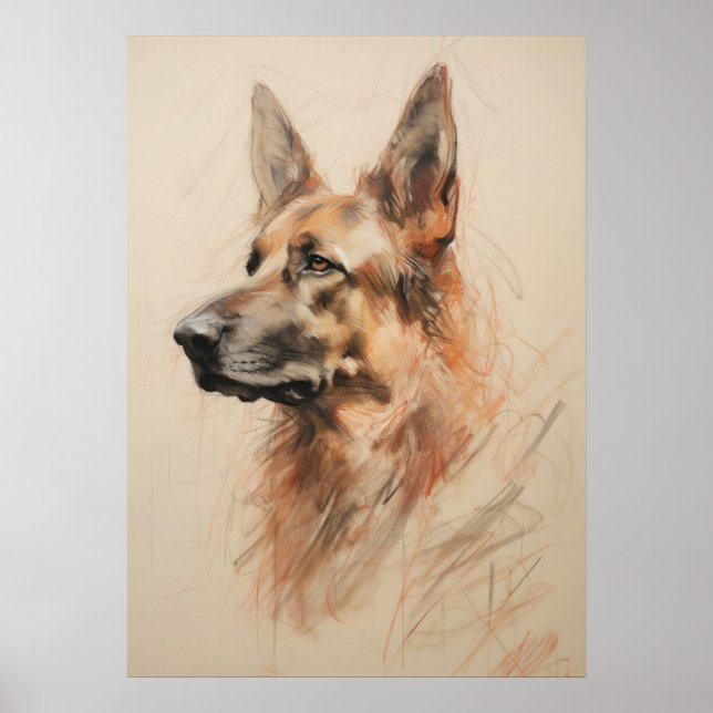 Poster Desenho do german shepherd (Frente)