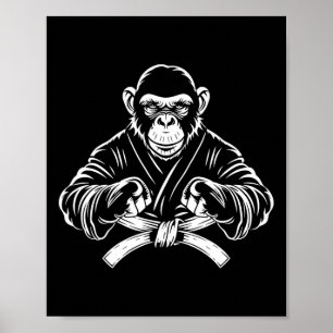 Poster Desenho do macaco de caratê Kickboxing Jiu-jitsu M
