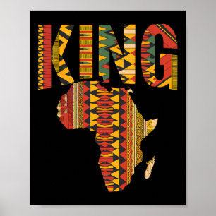 Poster Desenho do Mapa do Rei Africano Kente Orgulho Negr