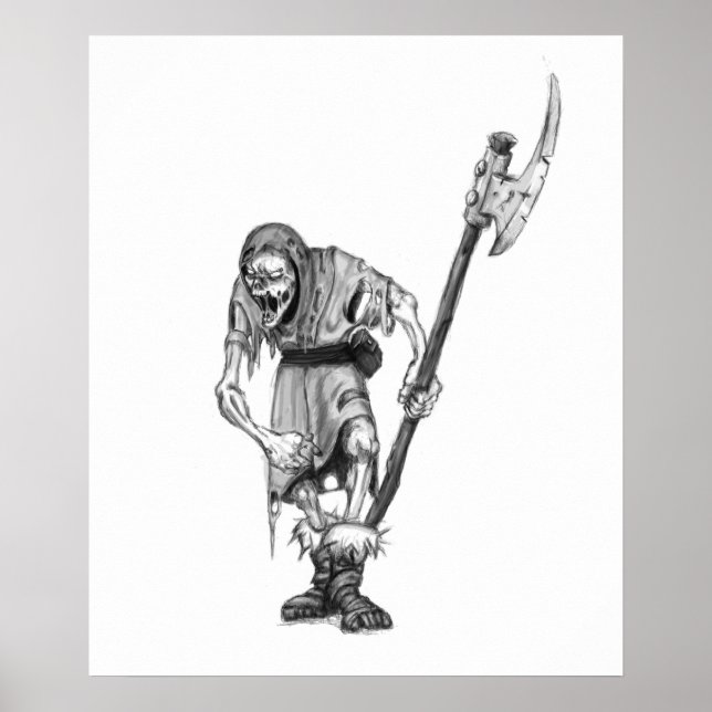 Poster Desenho do Monstro da Fantasia Morta Medieval (Frente)