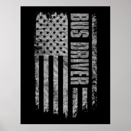 Poster Desenho do motorista de ônibus com a bandeira dos 