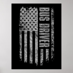 Poster Desenho do motorista de ônibus com a bandeira dos