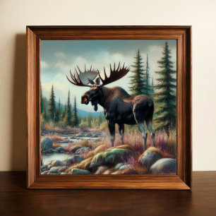 Poster Desenho do Pastel de Moose na Natureza