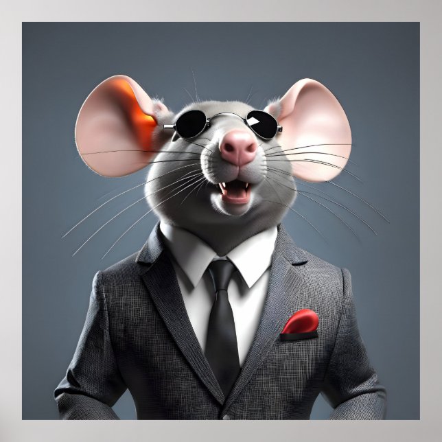 Poster desenho do rato engraçado (Frente)