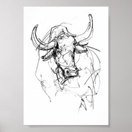 Poster Desenho do Retrato abstrato Bull
