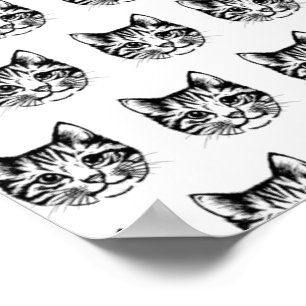 Poster Desenho do Rosto de Gato Desenho a Lápis Amante de