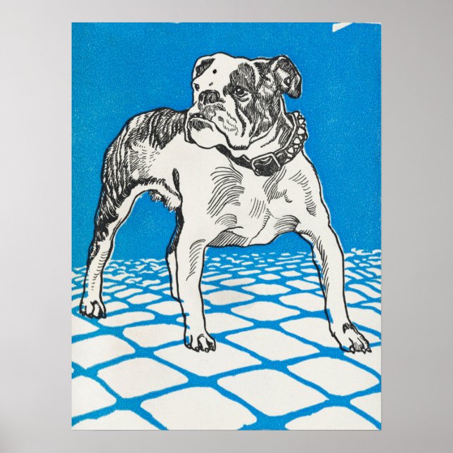 Poster Desenho do Vintage Bulldog (Frente)