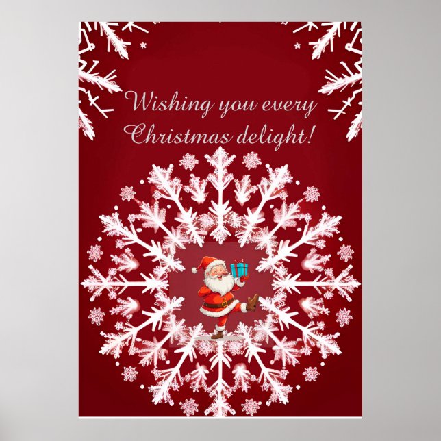Poster Desenho Elegante de Floco de Neve Branco (Frente)