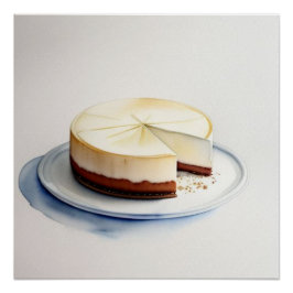 Póster Desenho em Aquarela de um Cheesecake