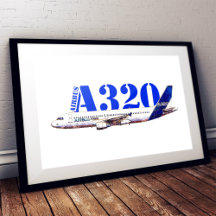 Desenho em aquarela do perfil da aeronave Airbus A