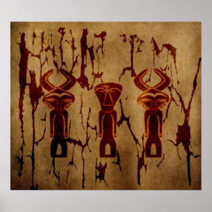 Poster Desenho em caverna tribal abstrato africano