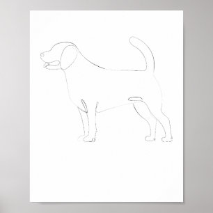 Poster Desenho em Linha Permanente 1 Cão