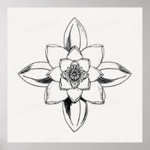 Desenho em linha preto e branco da flor de lírio d
